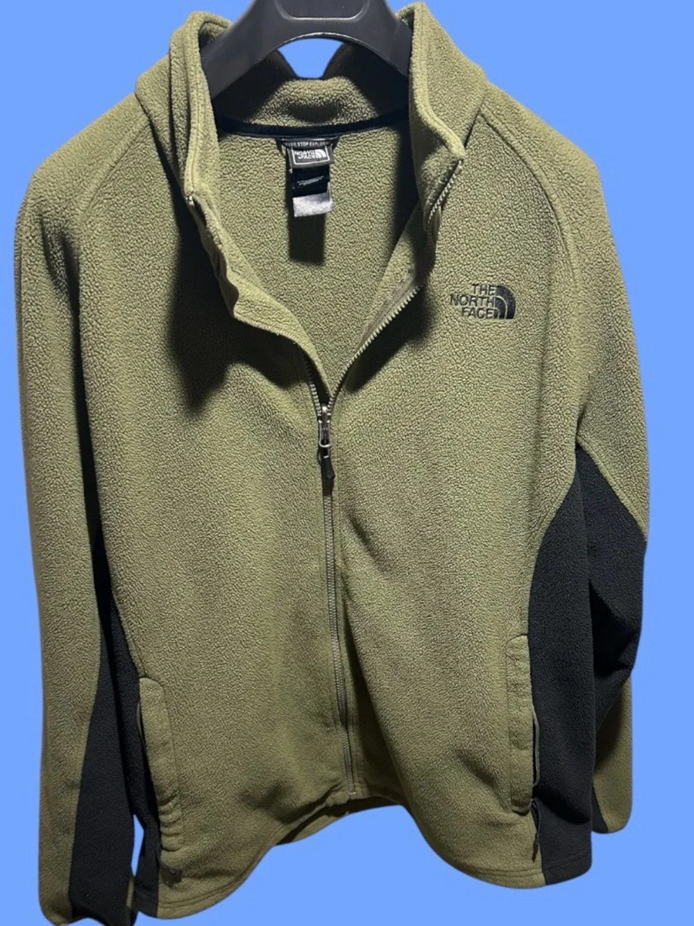 The North Face Olive Green & Black Full Zip Fleece Jacket Men’s XL